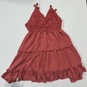 spagetti strap v neck embroidery dress Size M